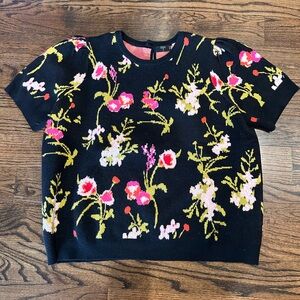 Tahari Women’s Floral Sweater - 2X-Black with Pink and Green